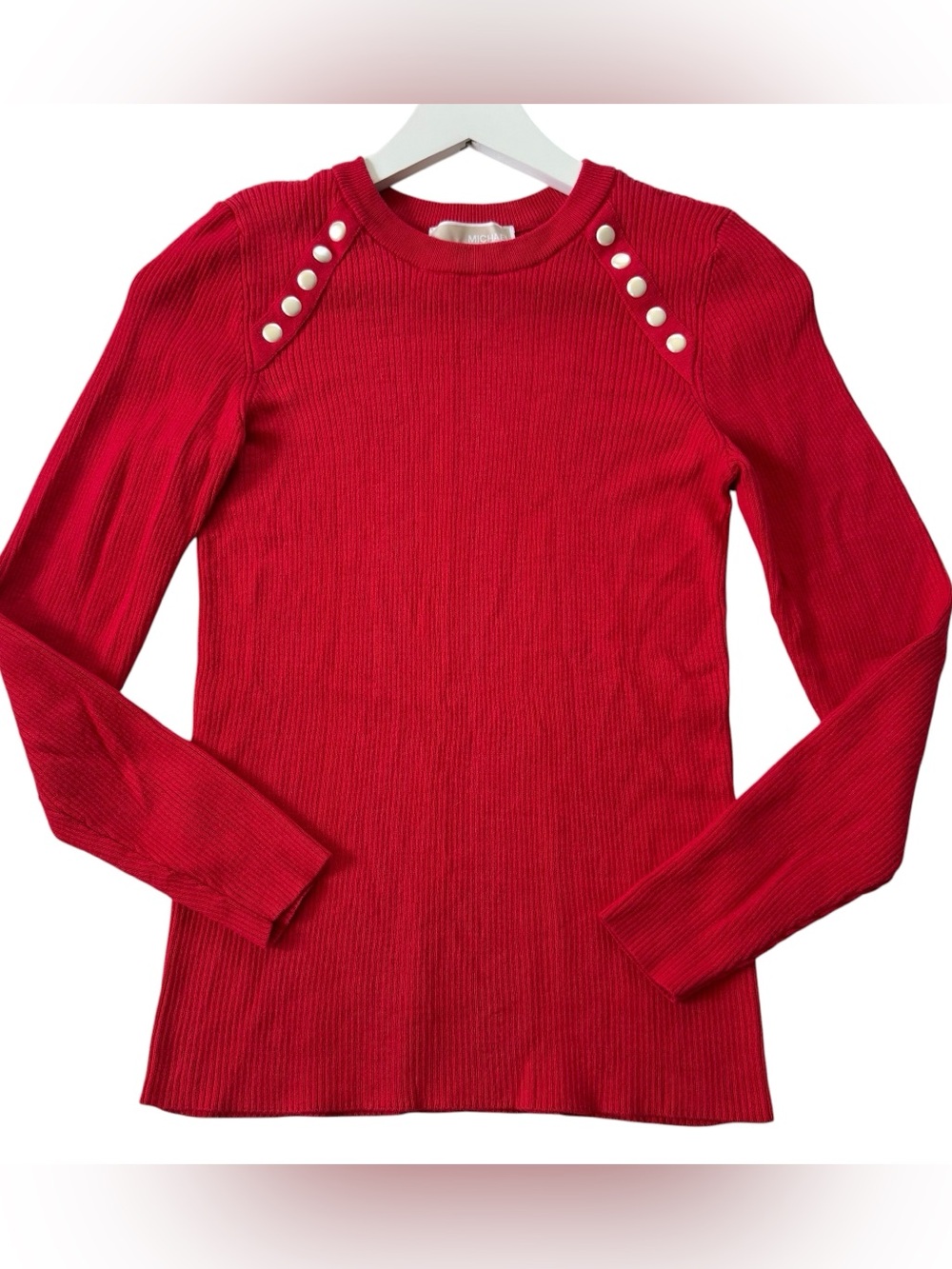 MICHAEL Michael Kors Studded Ribbed Knit Red Sweater Women’s Size Small